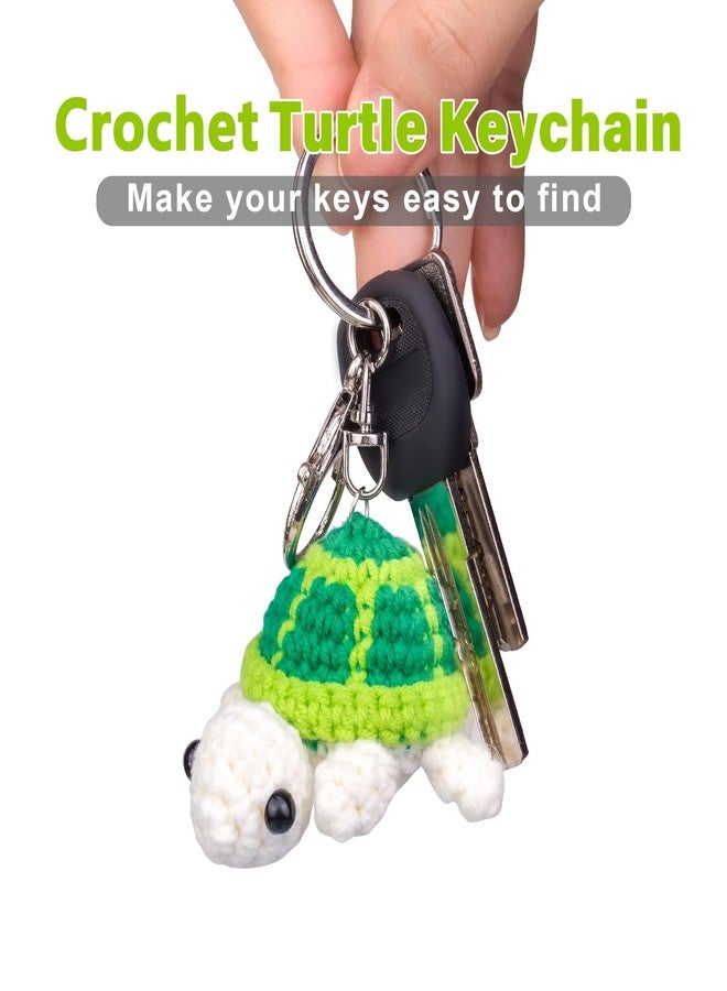 MuMyer Funny Crochet Turtle Doll, Handmade Emotional Support Knitting Wool Turtle Animal Gift With Detachable Keychain(Blue) - Image 4